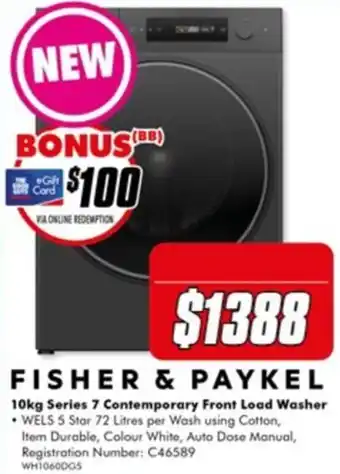 Fisher & Paykel 10kg Series 7 Contemporary Front Load Washer