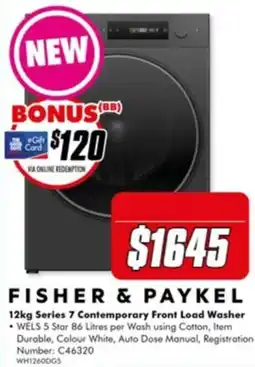 The Good Guys Fisher & Paykel 12kg Series 7 Contemporary Front Load Washer offer