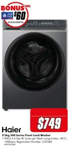 The Good Guys Haier 9.5kg 500 Series Front Load Washer offer