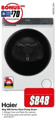 The Good Guys Haier 8kg 300 Series Heat Pump Dryer offer