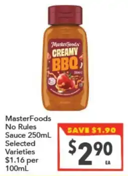 Supa Valu MasterFoods No Rules Sauce offer