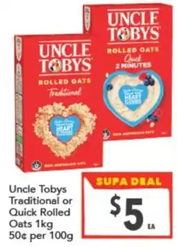 Supa Valu Uncle Tobys Rolled Oats offer