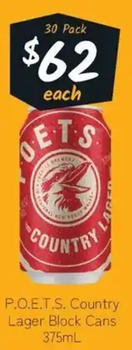 Cellarbrations P.O.E.T.S. Country Lager Block Cans offer