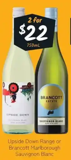 Cellarbrations Upside Down Range or Brancott Marlborough Sauvignon Blanc offer