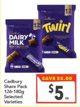 Supa Valu Cadbury Share Pack Selected Varieties offer