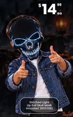Toymate Stitched Light Up Evil Skull Mask offer