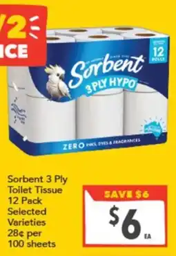 Supa Valu Sorbent 3 Ply Toilet Tissue offer