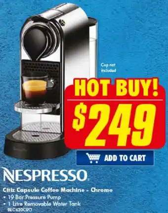 Nespresso Citiz Capsule Coffee Machine Chrome BEC630CRO
