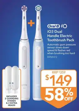 Shaver Shop Oral-B iO3 Dual Handle Electric Toothbrush Pack offer