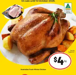 Supa Valu Australian Fresh Whole Chicken offer