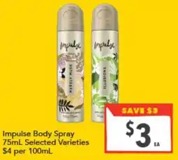 Supa Valu Impulse Body Spray offer