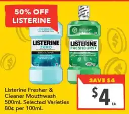 Supa Valu Listerine Fresher & Cleaner Mouthwash offer