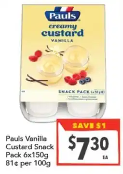 Supa Valu Pauls Vanilla Custard Snack Pack offer