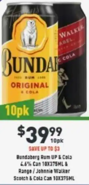 Liquor Legends Bundaberg Rum Up & Cola offer
