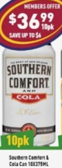 Liquor Legends Southern Comfort & Cola Can offer