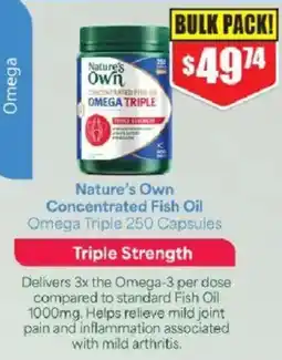 Chemist Warehouse Nature's Own Concentrated Fish Oil Omega Triple 250 Capsules offer