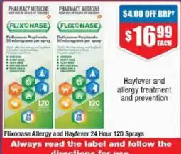 Chemist Warehouse Flixonase Allergy and Hayfever 24 Hour 120 Sprays offer