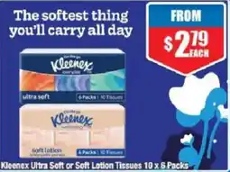 Chemist Warehouse Kleenex Ultra Soft or Soft Lotion Tissues offer