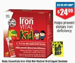 Chemist Warehouse Body Essentials Iron Vital Kid offer