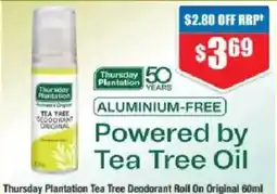Chemist Warehouse Thursday Plantation Tea Tree Deodorant Roll On Original offer