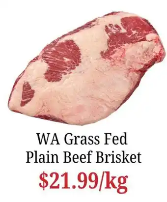 WA Grass Fed Plain Beef Brisket