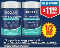 Chemist Warehouse Bioglan Vitamin B12 2000mcg or Vitamin B3 High Strength 1000mg offer