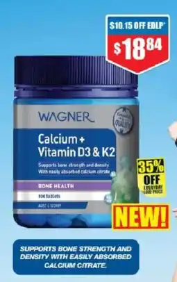 Chemist Warehouse Wagner Calcium + Vitamin D3 & K2 offer