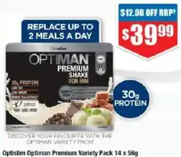 Chemist Warehouse Optimisan Premium Shake For Him Variety Pack offer