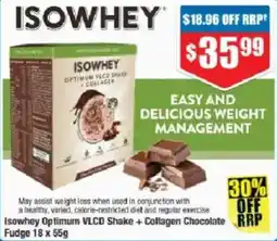 Chemist Warehouse Isowhey Optimum VLCD Shake + Collagen Chocolate offer