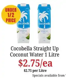 Farmer Jack's Cocobella Straight Up Coconut Water offer