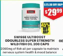 Chemist Warehouse Swisse Ultiboost Odourless Super Strength Wild Fish Oil offer