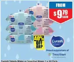Chemist Warehouse Curash Simply Water or Sensitive Wipes offer
