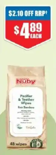 Chemist Warehouse Nuby Pacifier & Teether Wipes Eco Bamboo offer