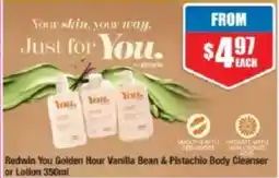 Chemist Warehouse Redwin You Golden Hour Vanilla Bean & Pistachio Body Cleanser or Lotion offer