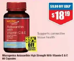 Chemist Warehouse Microgenics Astaxanthin High Strength With Vitamin C & E offer