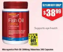 Chemist Warehouse Microgenics Fish Oil 2000mg Odourless offer