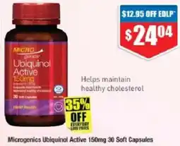 Chemist Warehouse Microgenics Ubiqinol Active 150mg offer