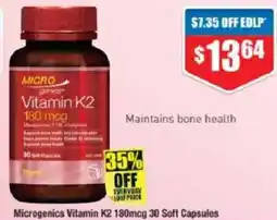 Chemist Warehouse Microgenics Vitamin K2 180mcg 30 Soft Capsules offer