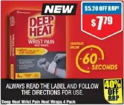 Chemist Warehouse Deep Heat Wrist Pain Heat Wraps offer