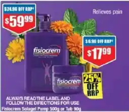 Chemist Warehouse Fisiocrem Solugel Pump 500g or Tub 90g offer