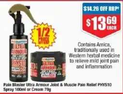 Chemist Warehouse Pain Blaster Ultra Armour Joint & Muscle Pain Relief PHYS10 Spray or Cream offer