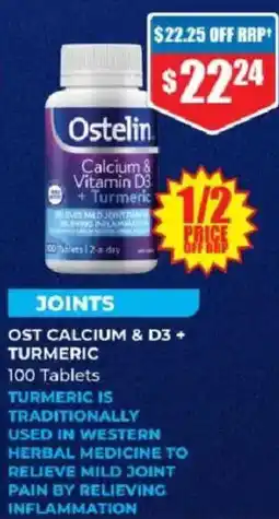 Chemist Warehouse Ostelin Calcium & Vitamin D3 + Turmeric offer