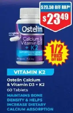 Chemist Warehouse Ostelin Calcium & Vitamin D3 + K2 offer