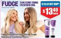 Chemist Warehouse Fudge Professional Clean Blonde Purple Shampoo or Conditioner offer