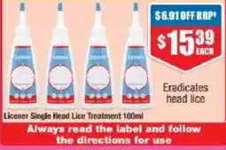 Chemist Warehouse Licener Single Head Lice Treatment offer