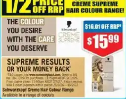Chemist Warehouse Schwarzkopf Creme Supreme Hair Colour Range offer