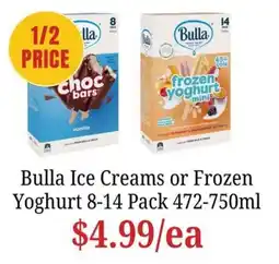 Farmer Jack's Bulla Ice Creams or Frozen Yoghurt offer