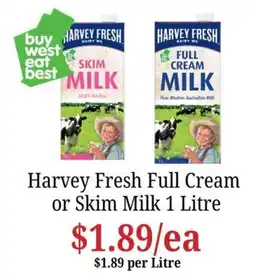 Farmer Jack's Harvey Fresh Full Cream or Skim Milk offer