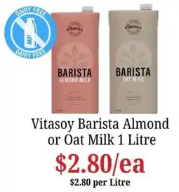 Farmer Jack's Vitasoy Barista Almond or Oat Milk offer