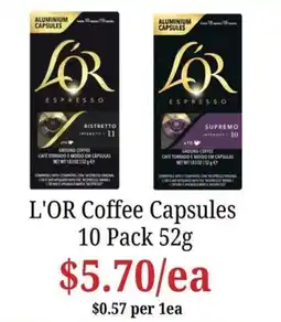 Farmer Jack's L'OR Coffee Capsules offer